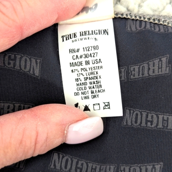 True Religion Women's Gray & Metallic Bikini Bottom w/ Gold Accents - Picture 11 of 16